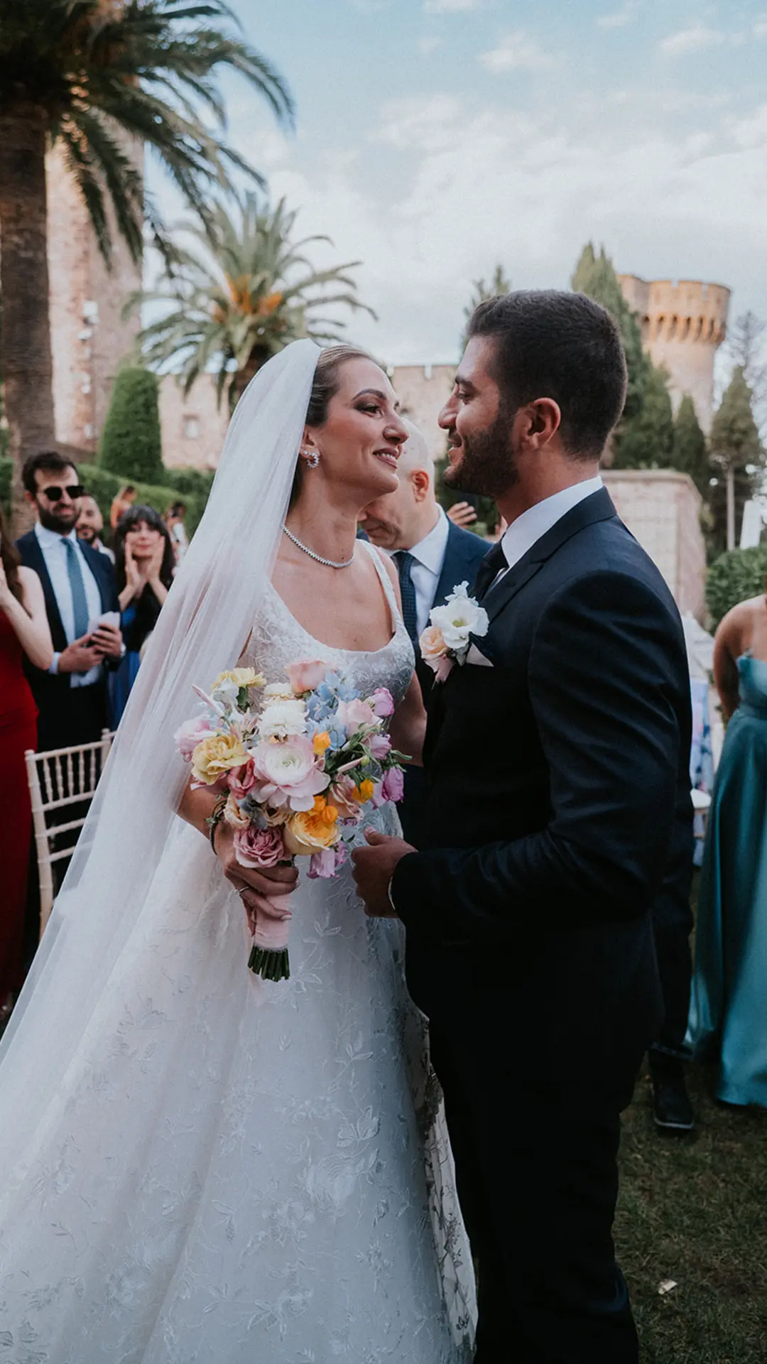 Weddings 2 Wedding couple in a garden setting.